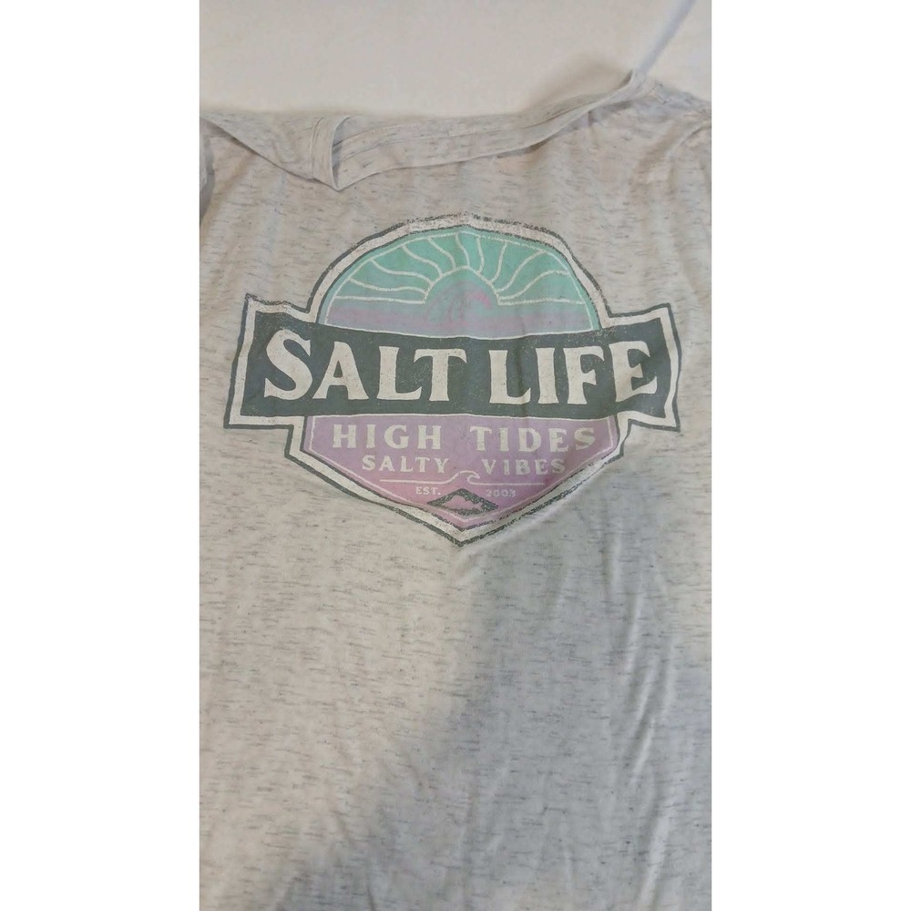 Salt Life Womens Long Sleeve Shirt Light Grey High Tides Salty Vibes Large